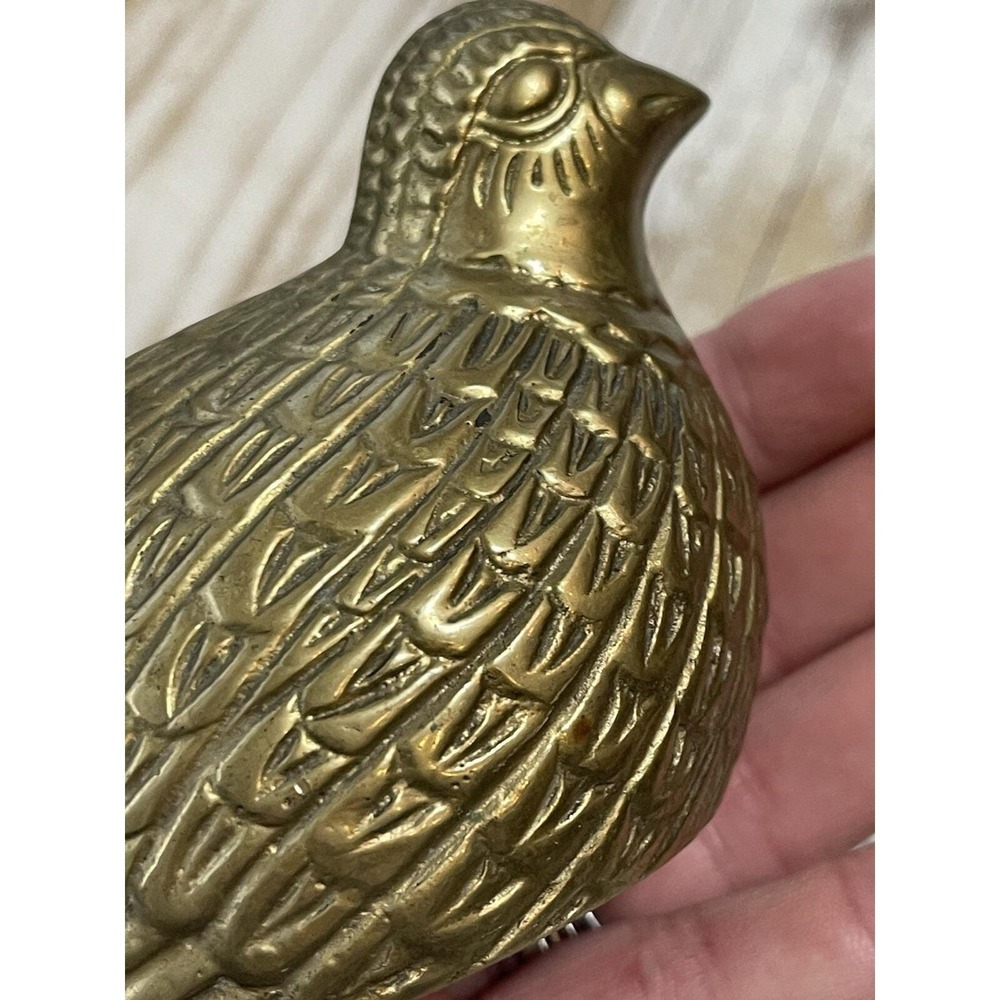 Vintage Solid Brass Quail Figurine‎ Mid Century Modern No Markings 3" Tall Heavy - Picture 8 of 8